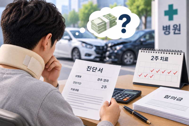 교통사고 2주 진단 합의금 얼마가 적당할까? 금액표만 믿으면 안 되는 이유