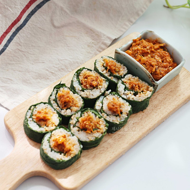 견과류 참치쌈장 만들기 김 없는 호박잎김밥 레시피 찐 호박잎요리