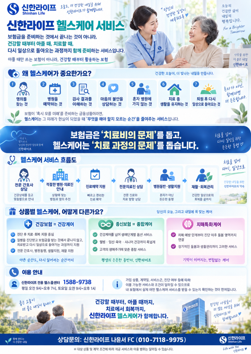 신한라이프 헬스케어 서비스 총정리_보험금을 넘어, 아플 때 실제로 도움받는 ‘케어’까지
