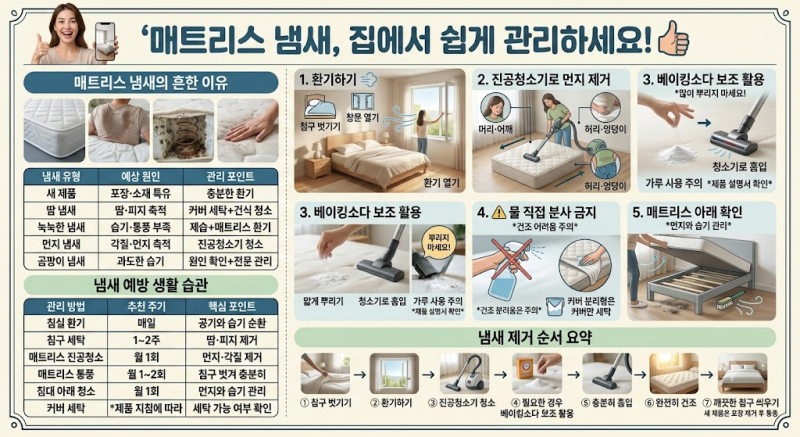 매트리스 냄새 제거 방법! 땀냄새·눅눅한 냄새 집에서 없애는 꿀팁!