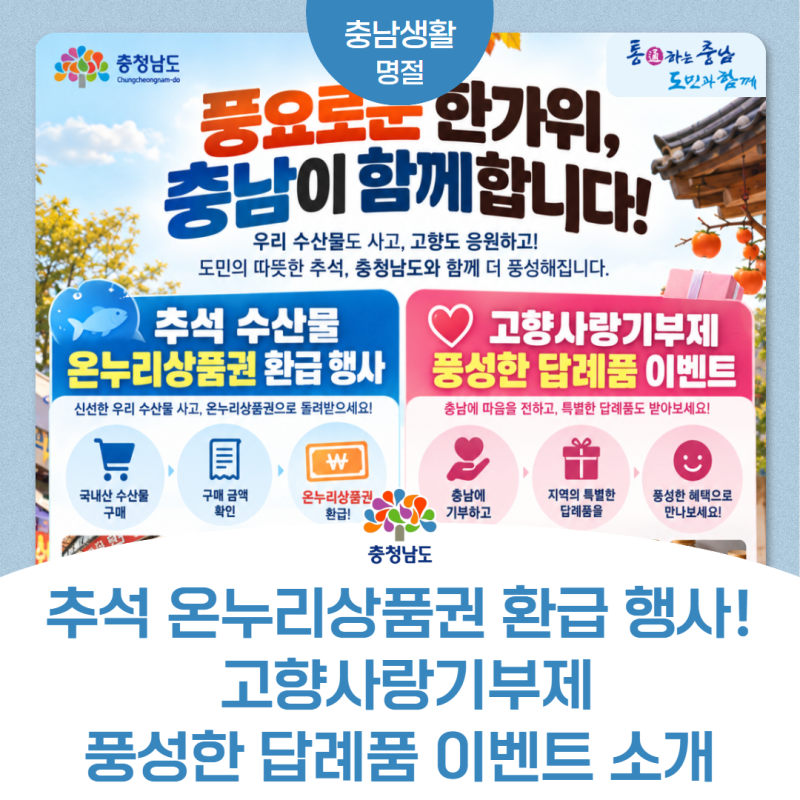 추석 준비, 수산물 온누리상품권 환급과 고향사랑기부제 이벤트