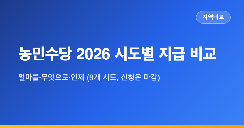 농민수당 2026 언제 들어오나 — 전북은 추석 전, 경북·전남은 이미 상반기 (9개 시도 비교)