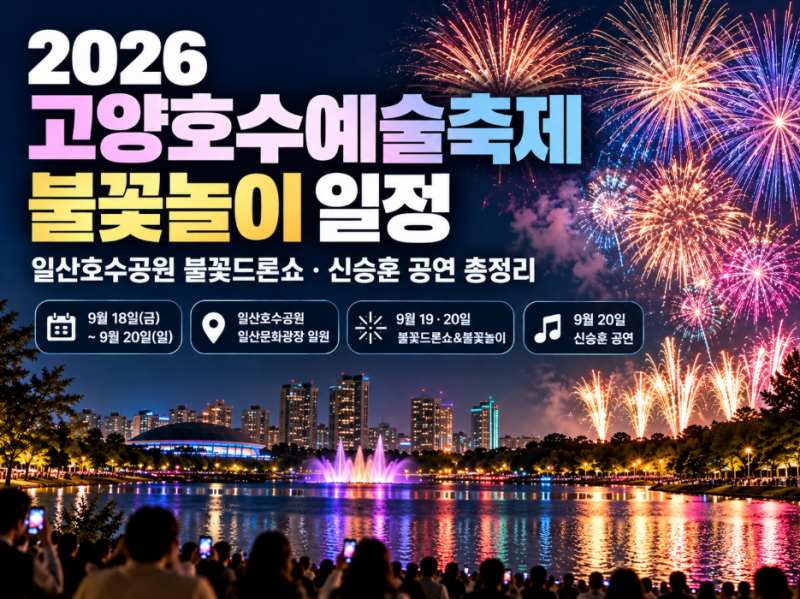 2026 고양호수예술축제 불꽃놀이 일정｜일산호수공원 불꽃드론쇼·신승훈 공연 총정리 / 고양....
