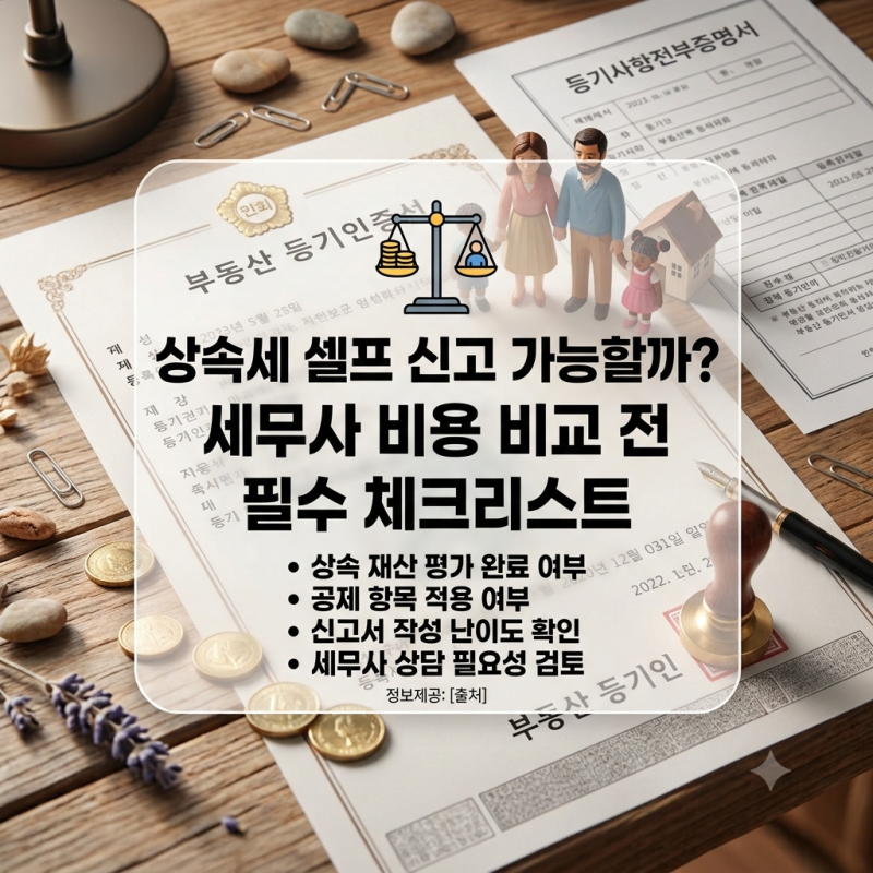상속세 셀프 신고 가능할까? 세무사 비용 비교 전 체크해야 할 5가지 공식 기준