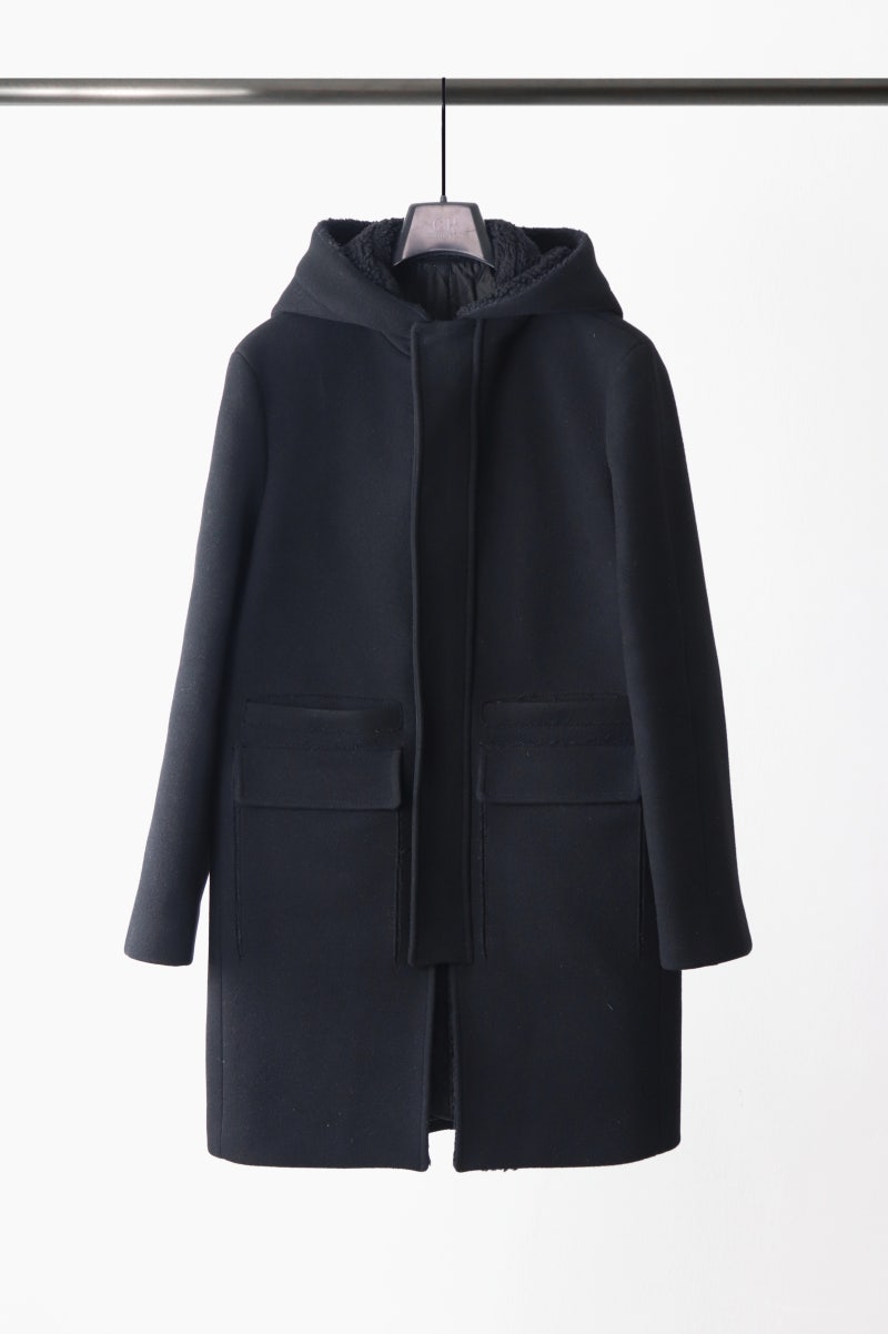 시스템옴므 캐시미어 후드코트 자켓 블랙 95사이즈 SYSTEM HOMME CASHMERE BLENDED HOODED COAT BLACK