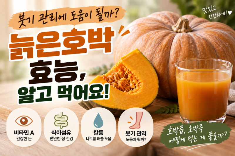늙은호박 효능, 붓기 관리에 도움이 될까? 호박즙 먹기 전 알아둘 점
