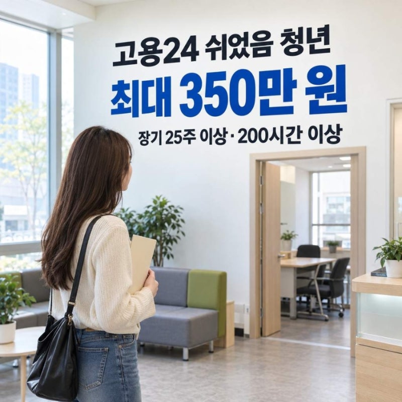 고용24 쉬었음 청년 지원금 최대 350만원
