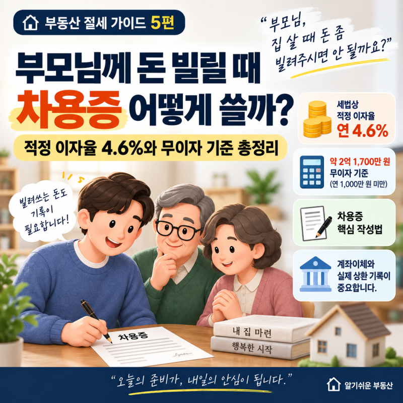 부모님께 돈 빌릴 때 차용증 어떻게 쓸까｜적정 이자율 4.6%와 무이자 기준