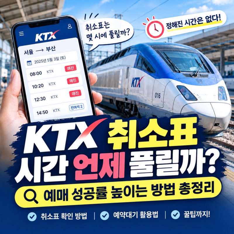 KTX 취소표 시간 언제 풀릴까? 예매 성공률 높이는 방법 총정리