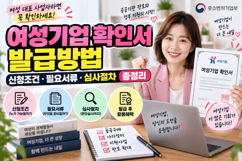 여성기업 확인서 발급방법｜신청조건·필요서류·현장실사 총정리