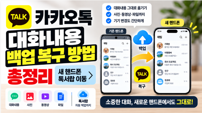 카카오톡 대화내용 백업 복구 방법 총정리, 새 핸드폰 톡서랍 이동