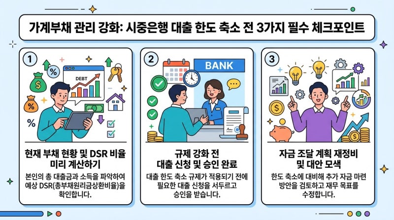 가계부채 관리 정책 강화, 시중은행 대출 한도 줄어들기 전 필수 체크 3가지