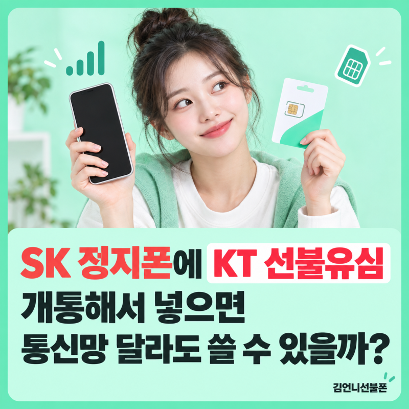 SK 정지폰에 KT 선불유심 개통해서 넣으면 통신망 달라도 쓸 수 있을까?