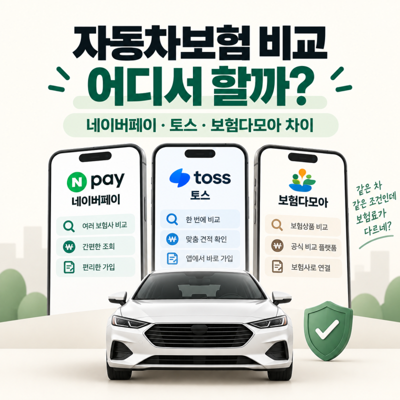 자동차보험 비교 어디서 할까｜네이버페이·토스·보험다모아 차이