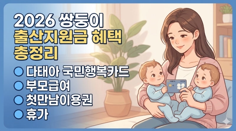 2026 쌍둥이 출산지원금 혜택 총정리 다태아 국민행복카드 부모급여 첫만남이용권 휴가