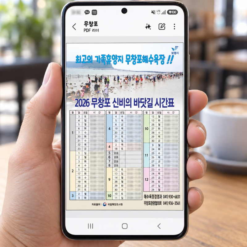 무창포 신비의 바닷길 해수욕장 물때표 물때 시간 보는법