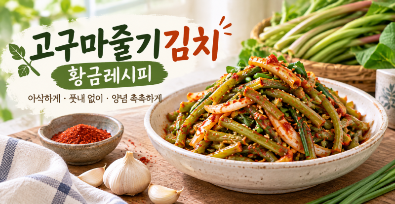 고구마줄기김치 담그는 방법｜아삭하게 만드는 양념 비율과 손질법