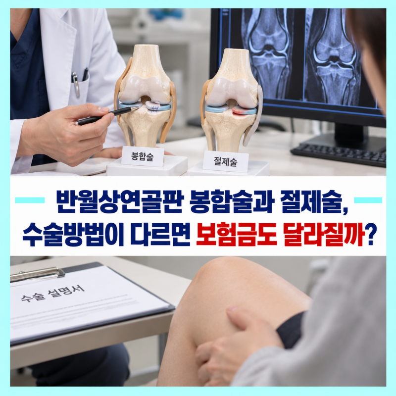 반월상연골판 봉합술과 절제술, 수술방법이 다르면 보험금도 달라질까?