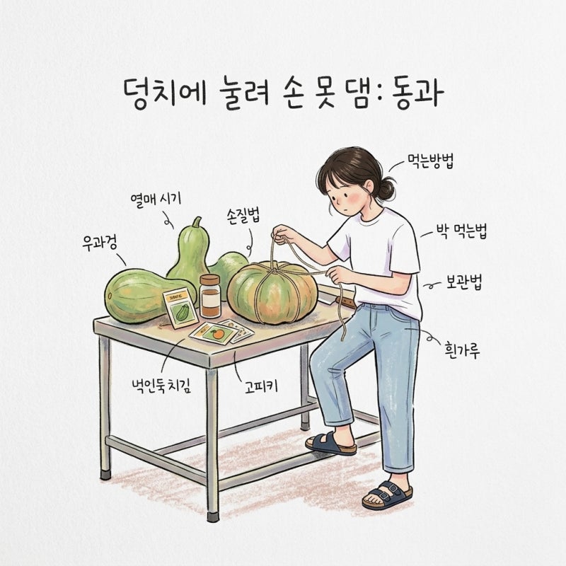 동과 열매 시기, 손질법, 먹는방법, 박 먹는법, 보관법, 흰가루