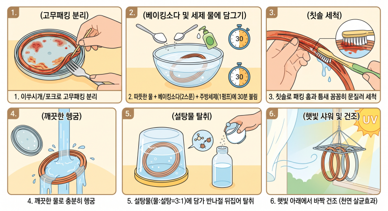 락앤락 고무패킹 곰팡이 제거! 밀폐용기 뚜껑 냄새 빼기 완벽 꿀팁