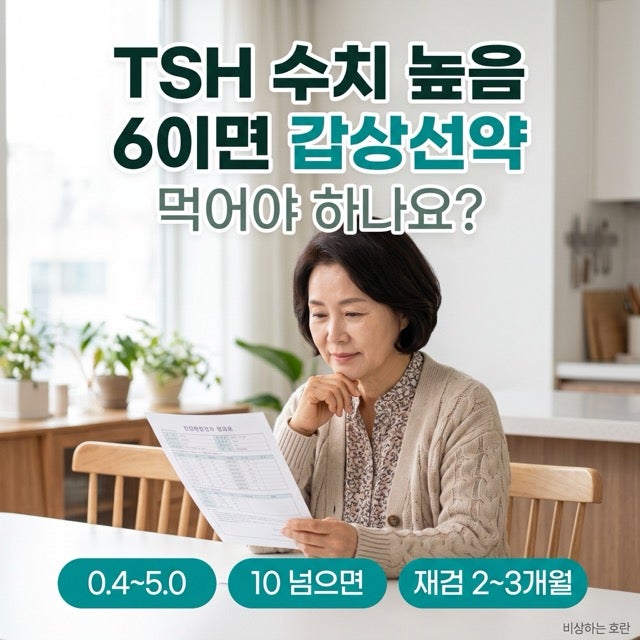 TSH 수치 높음, 6이면 갑상선약 먹어야 하나요?