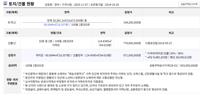 부산 해운대 래미안해운대 아파트 경매 1회 유찰 6억 7천만원대 2025타경781 사진 5