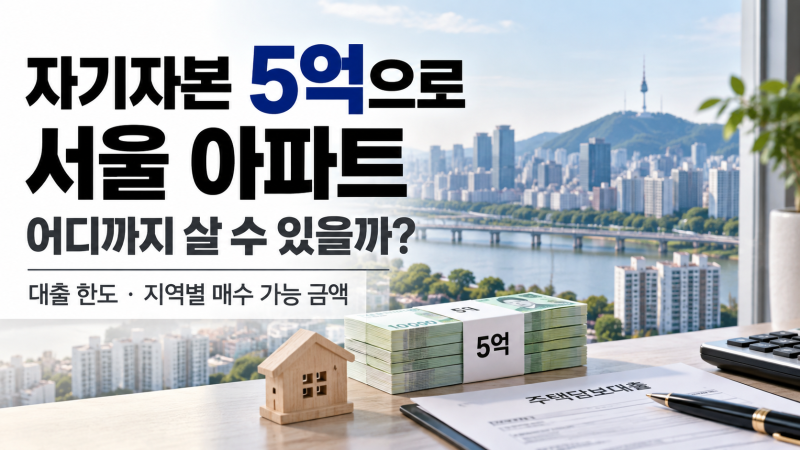 자기자본 5억으로 서울 아파트 어디까지 살 수 있을까? 대출 한도·지역별 매수 가능 금액