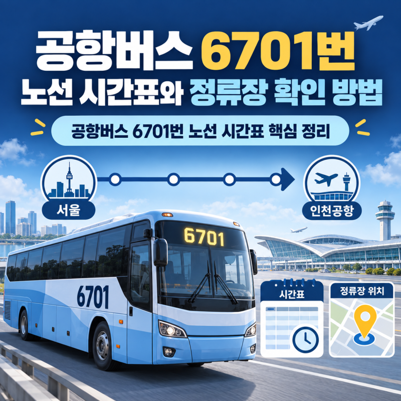 공항버스 6701번 노선 시간표가 이게 맞나? 정류장 확인 방법