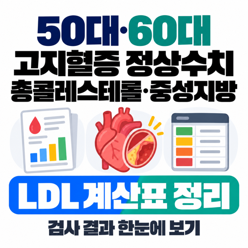 50대·60대 고지혈증 정상수치 가이드: 총콜레스테롤·중성지방·LDL 계산표 정리