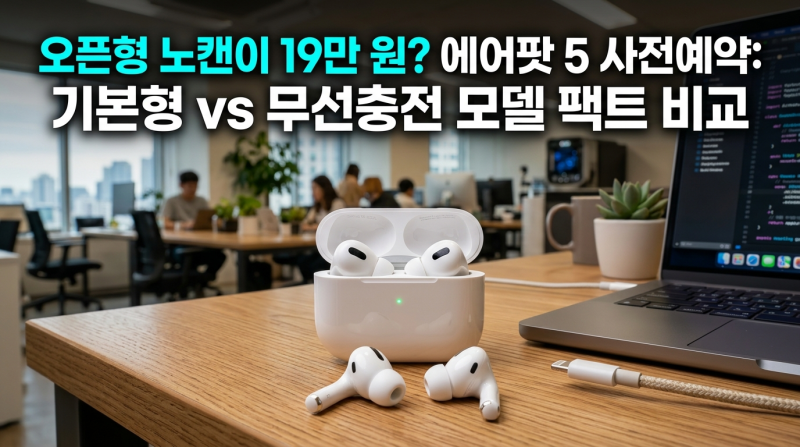 "오픈형 노캔이 19만 원?" 에어팟 5 사전예약 전 필독! 기본형 vs 무선충전 3만 원 차이와 프로 ....