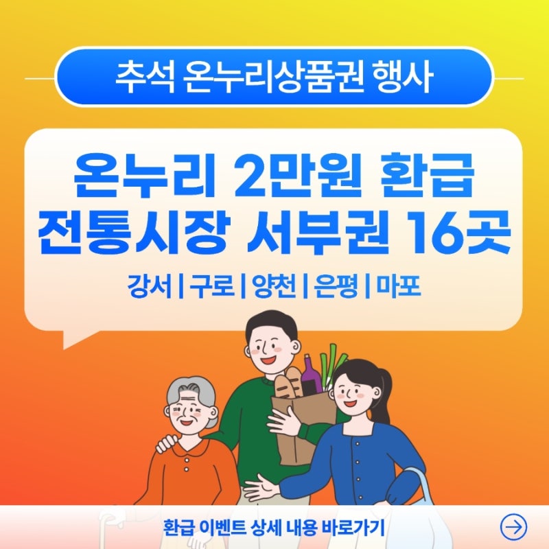 마포·강서·구로·양천·은평구 전통시장 추석 페이백 행사 16곳 일정·위치 상세 내용 (서부....