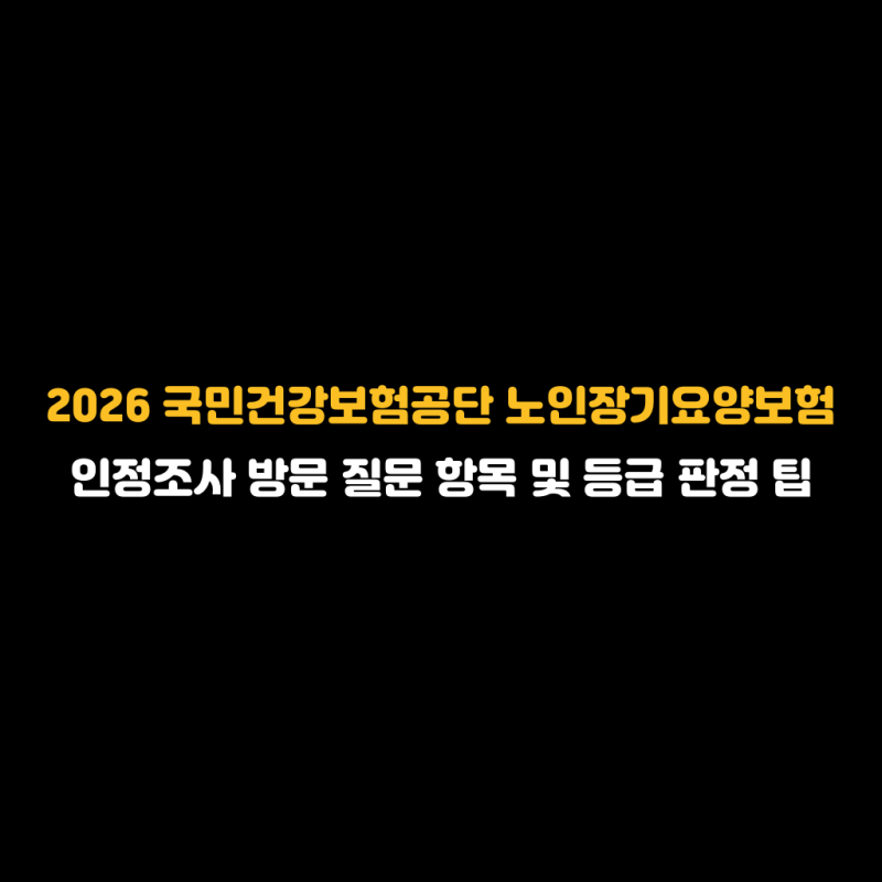2026 국민건강보험공단 노인장기요양보험 인정조사 방문 질문 항목 및 등급 판정 팁