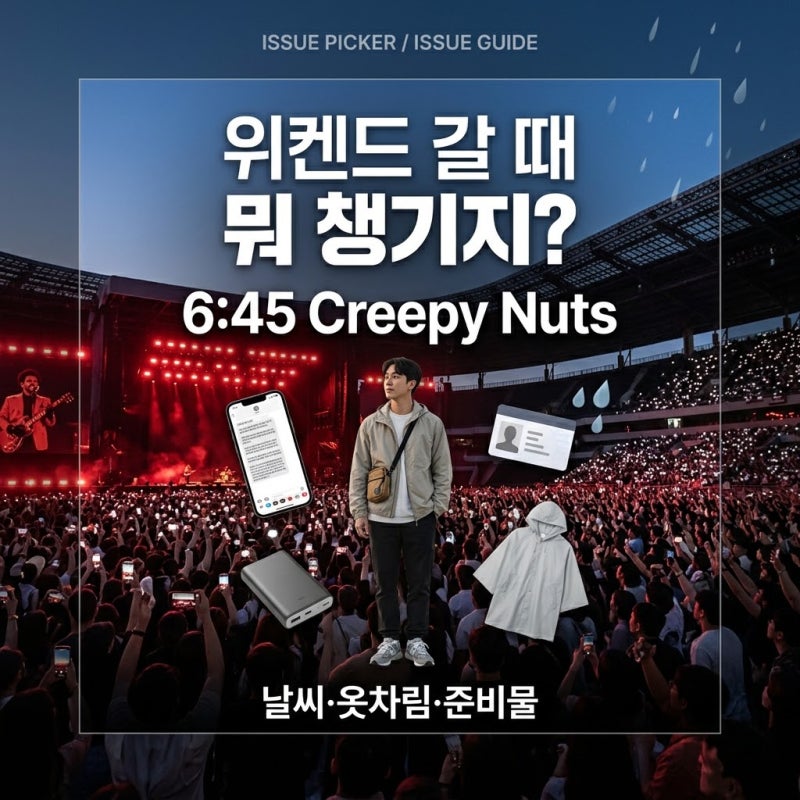 위켄드 콘서트 뭐 챙겨야 할까?｜입장시간·Creepy Nuts 오프닝·날씨·옷차림·준비물 총정리