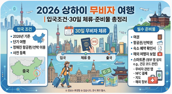 2026 상하이 무비자 여행｜입국조건·30일 체류·준비물 총정리