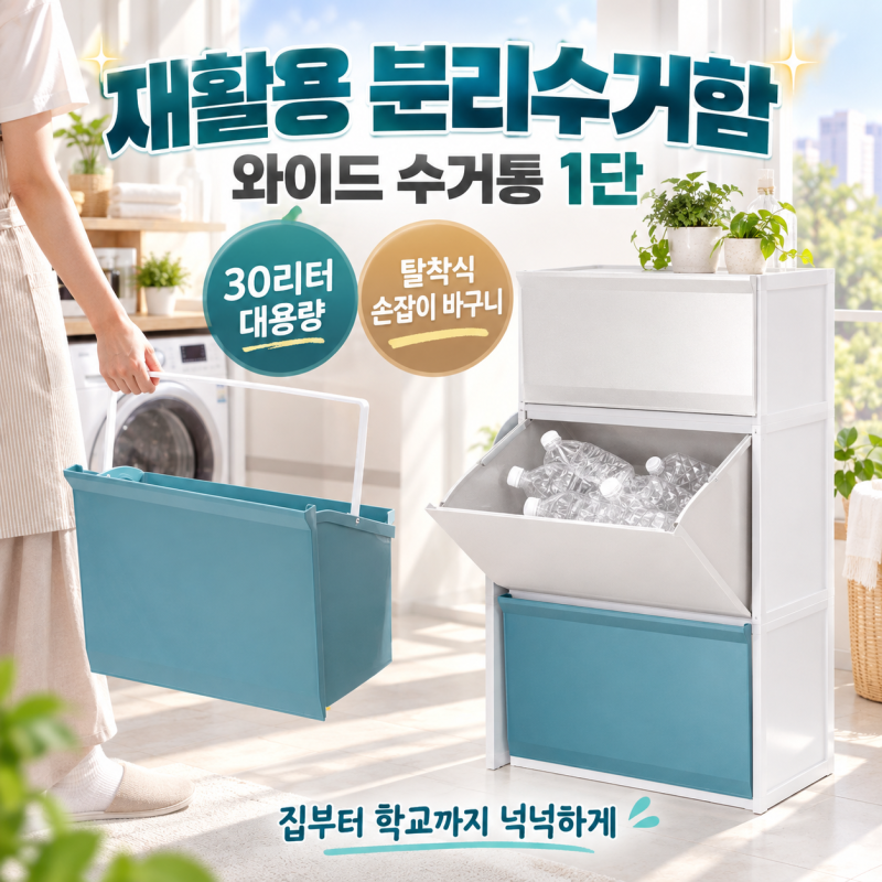 재활용 분리수거함 30L 와이드 분리수거함으로 다용도실 공간 쓰는 법