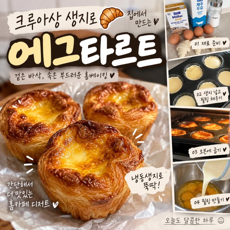크루아상 생지 에그타르트 만들기, 집에서 간단하게 구워본 홈베이킹