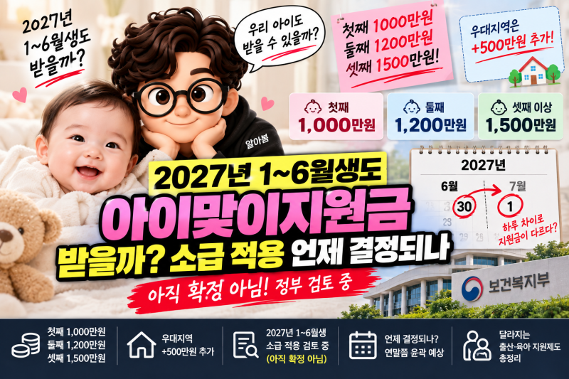 2027년 1~6월생도 아이맞이지원금 받을까? 1000만원 소급 적용 언제 결정되나