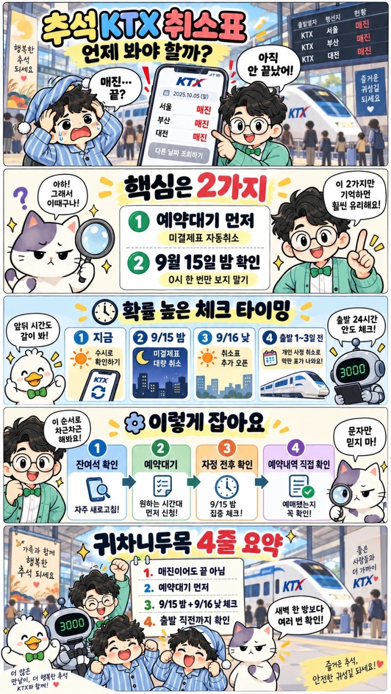2026 추석 KTX 취소표 언제 풀릴까? 9월 15일 결제마감·예약대기 잡는 법