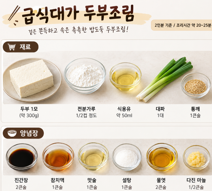 급식대가 두부조림 레시피｜겉은 쫀득하고 속은 촉촉한 밥도둑 두부반찬