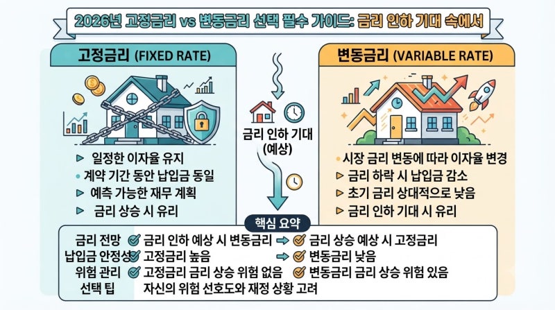 금리 인하 기대감 속 고정금리 vs 변동금리 선택 2026 필수 가이드