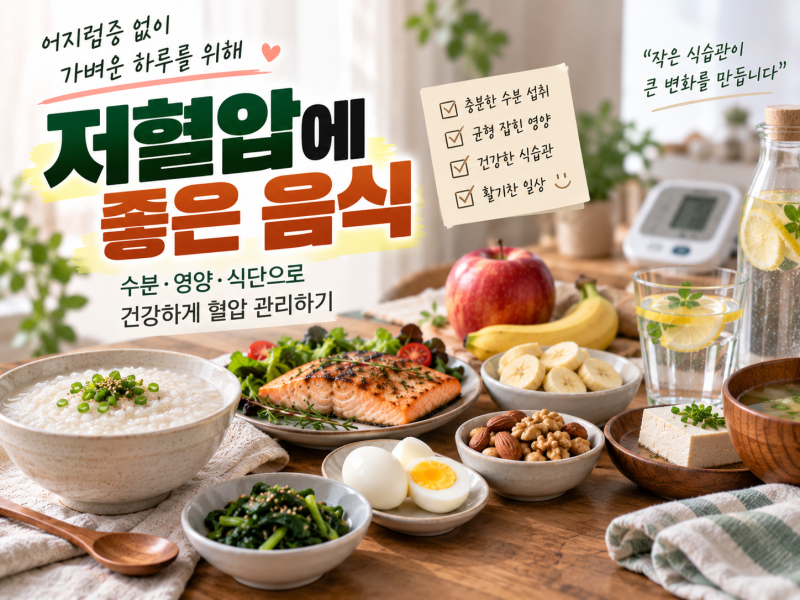 저혈압에 좋은 음식 총정리｜물·염분·단백질부터 어지럼증 있을 때 식사법까지