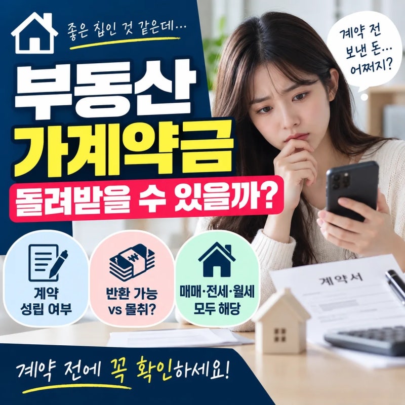부동산 가계약금 돌려받을 수 있을까?｜매매·전세·월세 계약 전 꼭 확인할 것