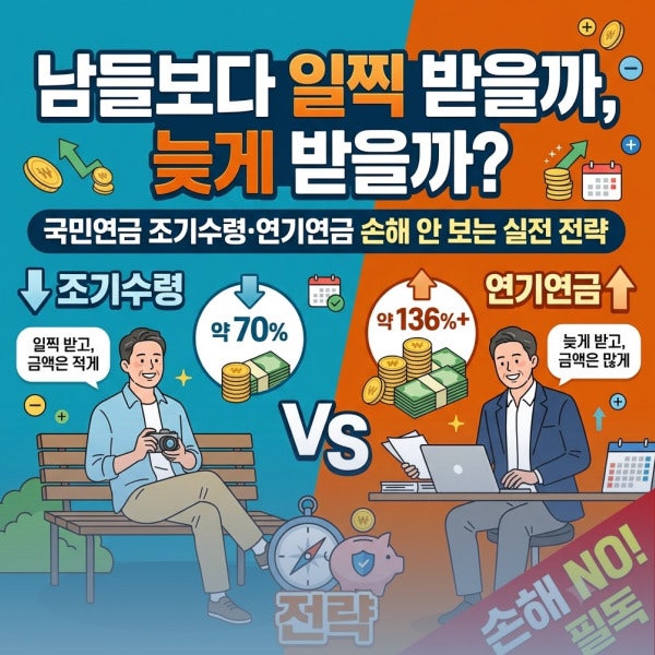 "남들보다 일찍 받을까, 늦게 받을까?" 국민연금 조기수령·연기연금 손해 안 보는 실전 전략