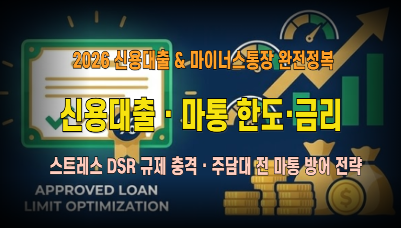 2026 신용대출·마이너스통장 한도·금리 전망 및 한도 축소 방어 실전 가이드: 스트레스 DSR 전....