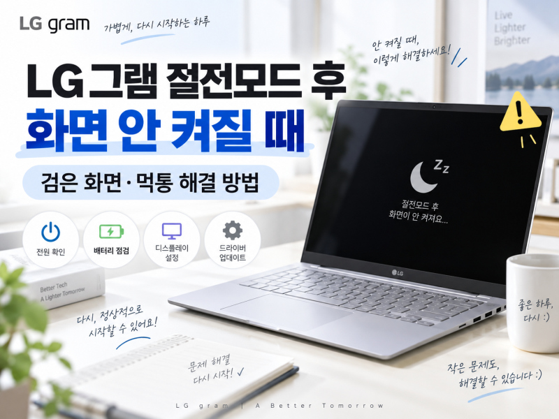 LG그램 절전모드 후 화면 안 켜질 때｜검은 화면·먹통 해결 방법 10가지