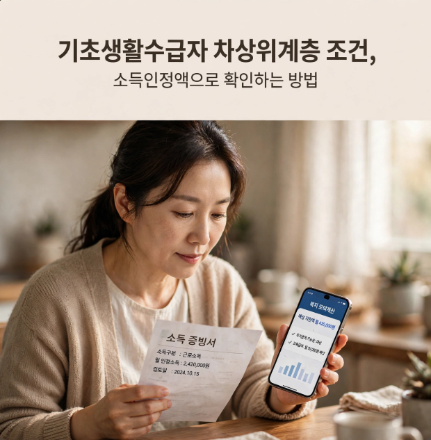 2026년 기초생활수급자 차상위계층 조건, 소득인정액으로 확인하는 방법