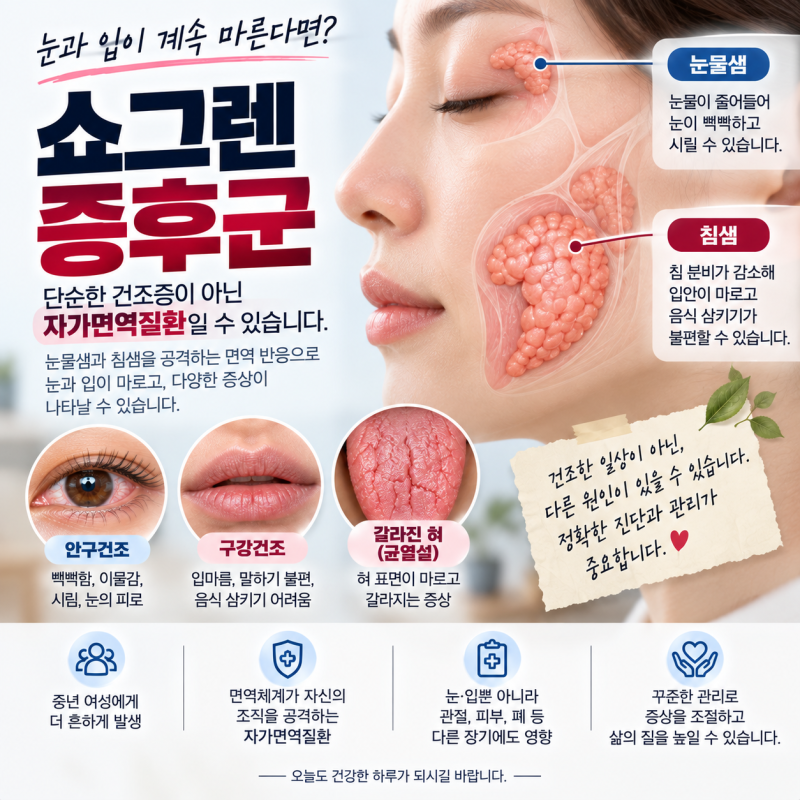 혀가 논바닥처럼 갈라진다? 쇼그렌증후군 초기증상 그냥 넘기지 마세요