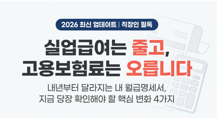 실업급여 줄고 고용보험료는 오른다 — 내년부터 달라지는 것 월급명세서로 직접 확인