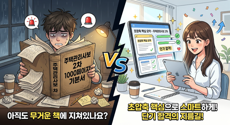 주택관리사보 2차, 1,000페이지 기본서 붙잡고 아직도 밤새시나요?