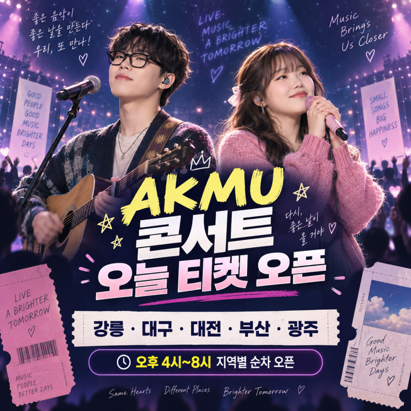 AKMU 콘서트 오늘 티켓 오픈｜강릉·대구·대전·부산·광주 시간 총정리